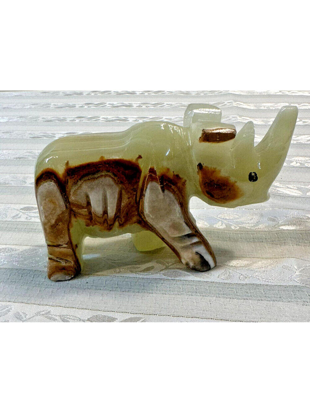 Onyx Rhino Baby Figurine Hand Carved Statue Art Sculpture Home Office Decor New